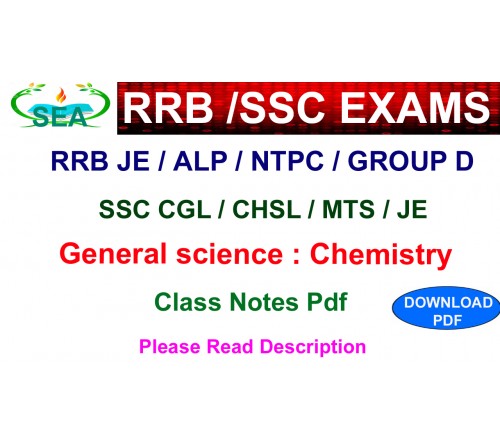 CHEMISTRY NOTES for RRB JE/ALP/NTPC/GR.D /SSC EXAMS